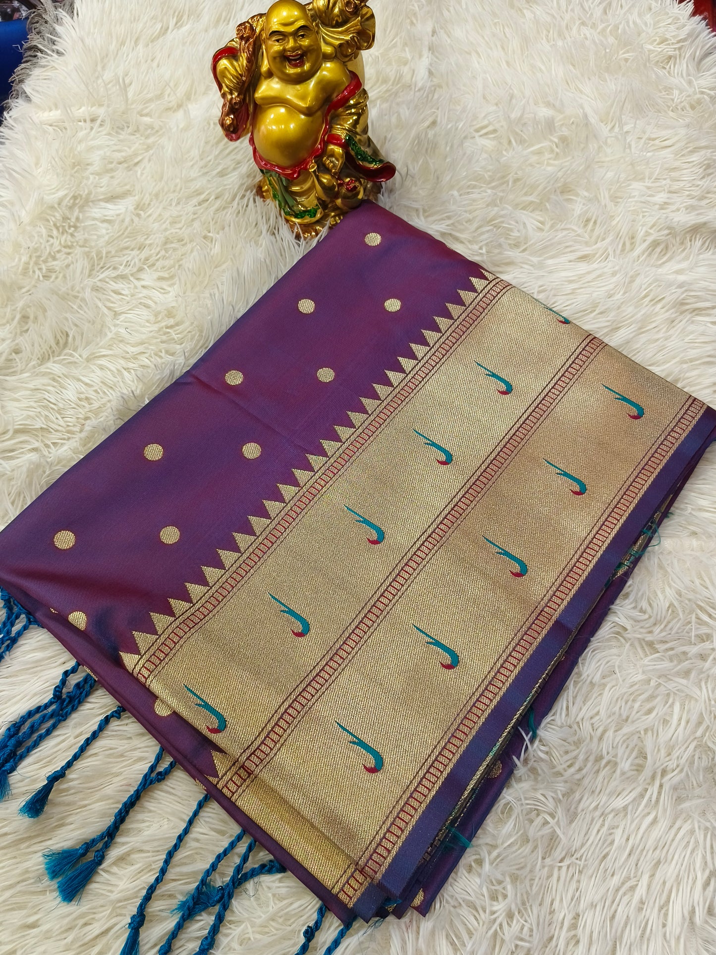 Brinjal wine Paithani silk saree