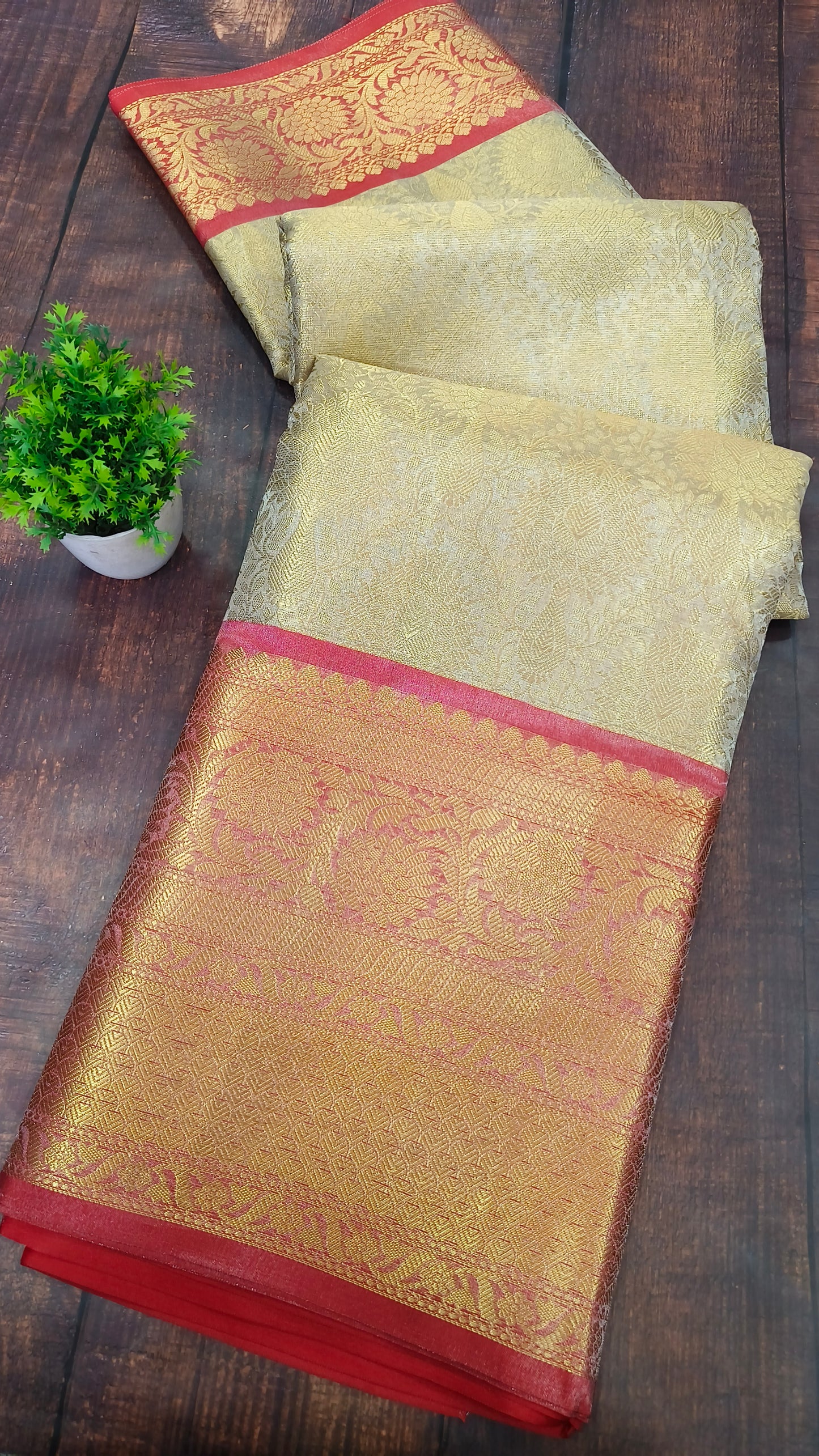 Silver with Red Katan silk saree