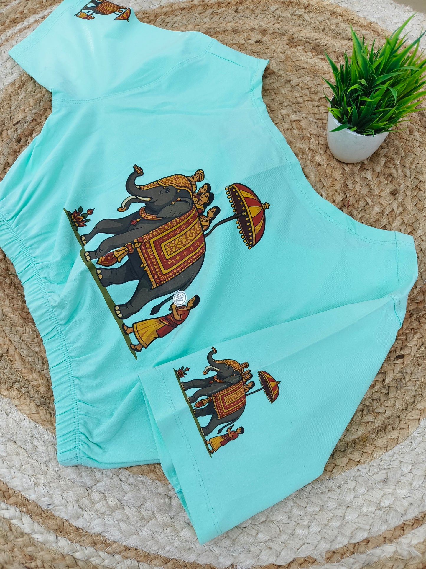 Light Blue Stretchable blouse with unique printed design