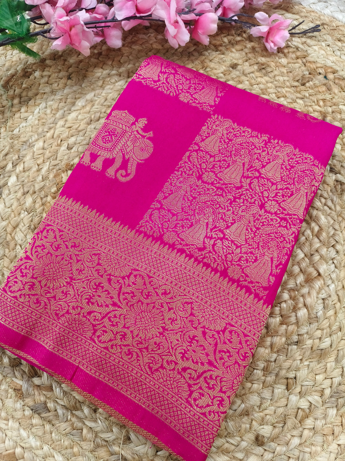 Rani Pink Georgette silk saree