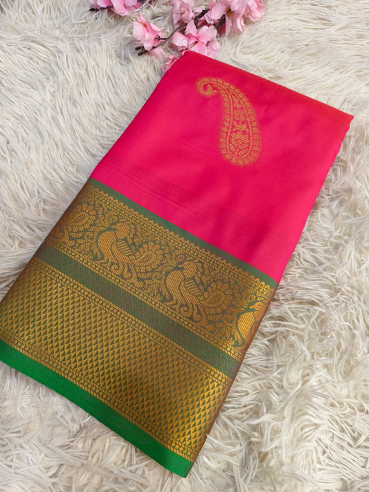 Pink Soft semi silk saree
