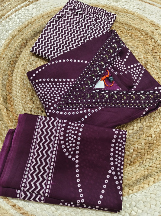 Wine Cotton sets with duppatta