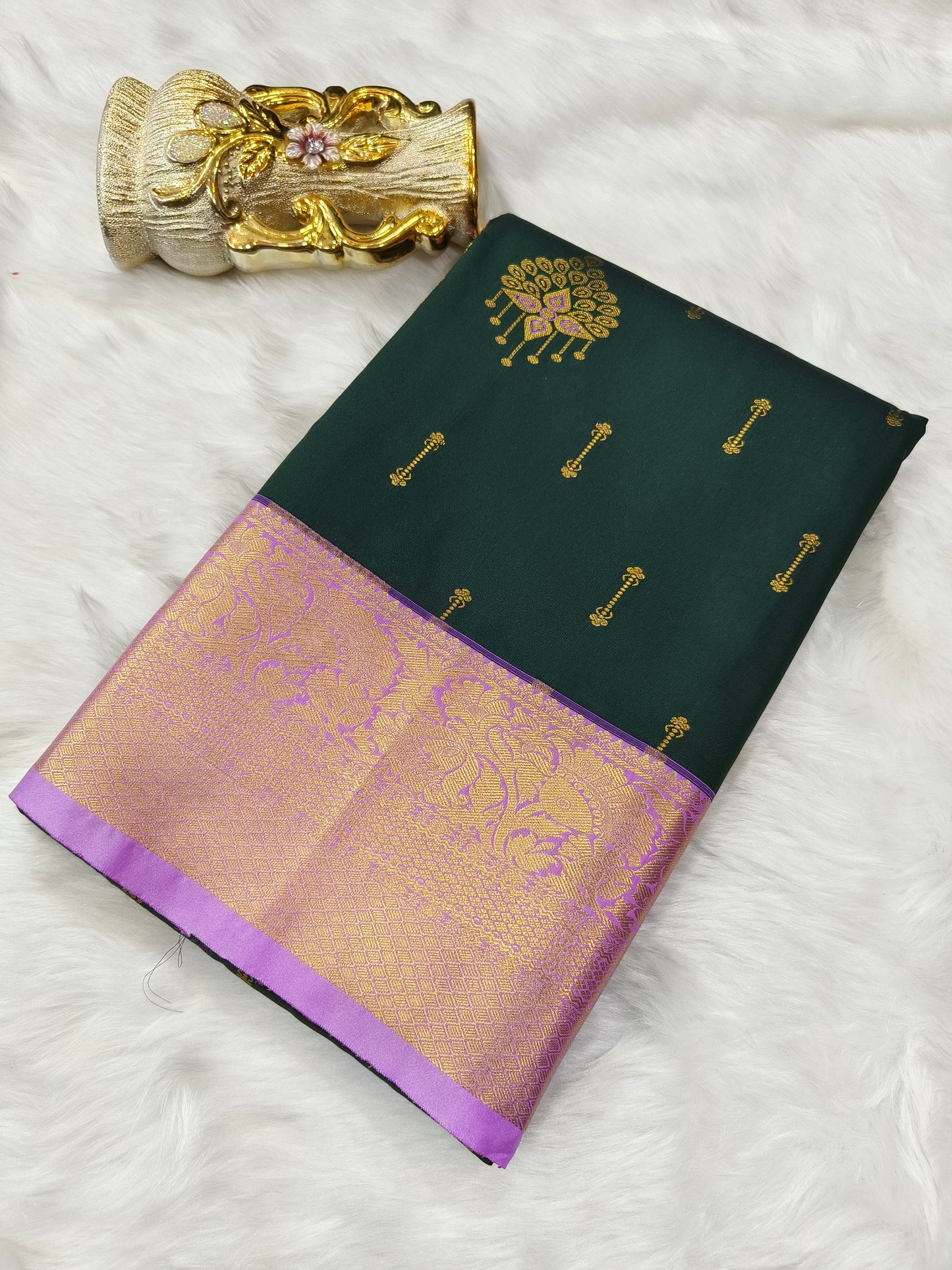 Bottle Green kanjivaram silk saree