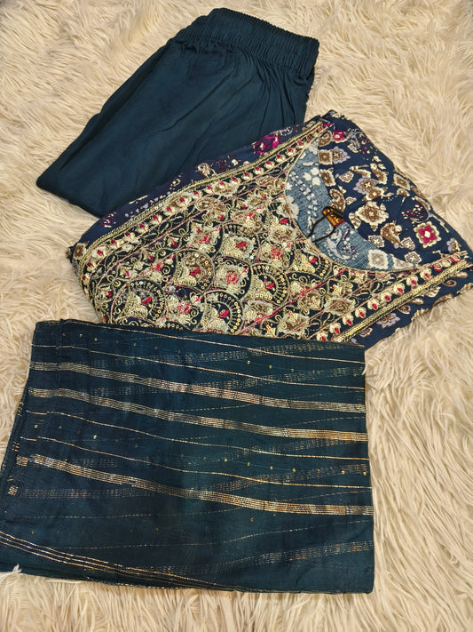 Teal Blue Elegant Aline designer suits