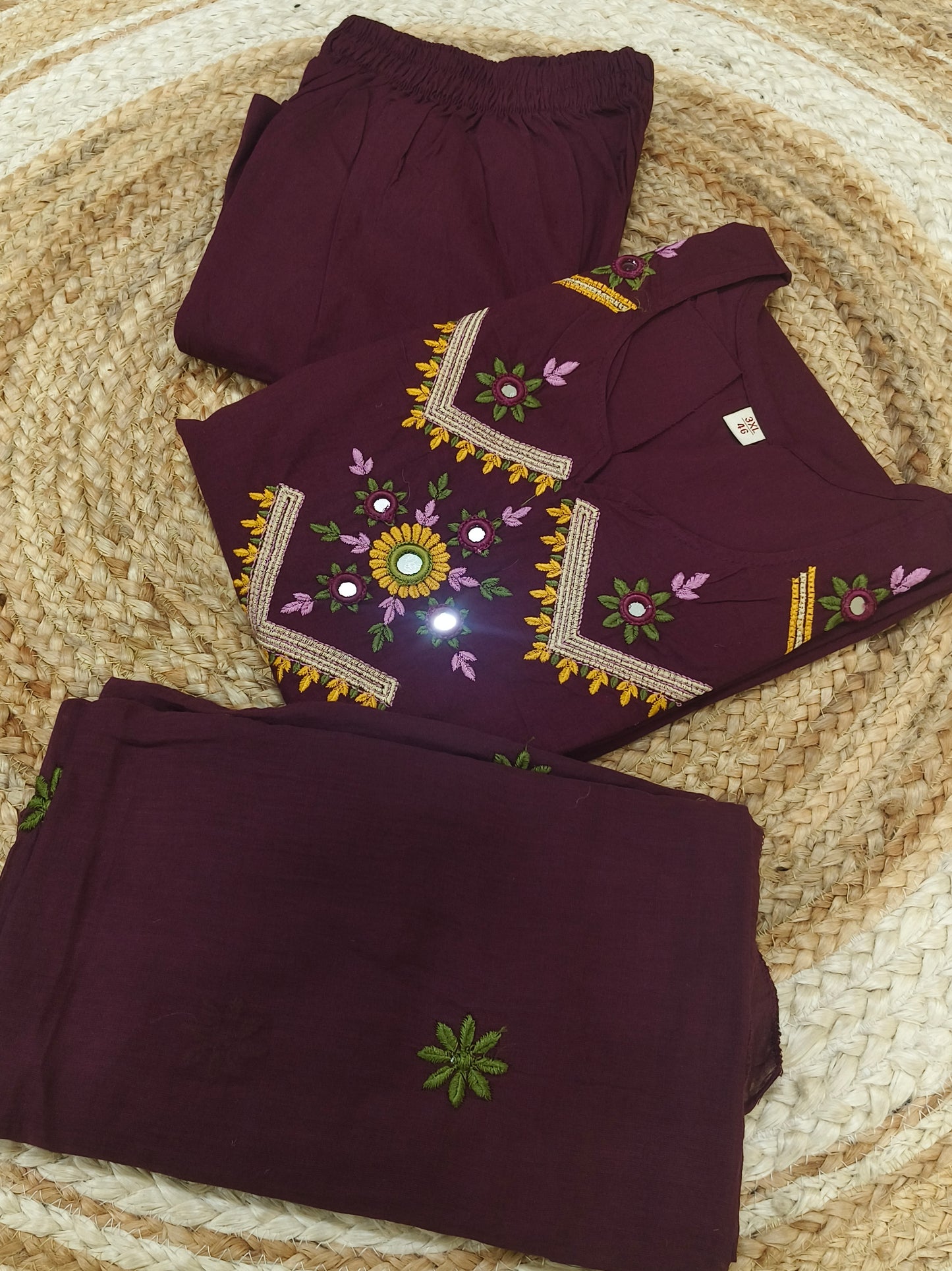 Wine cotton salwar suites
