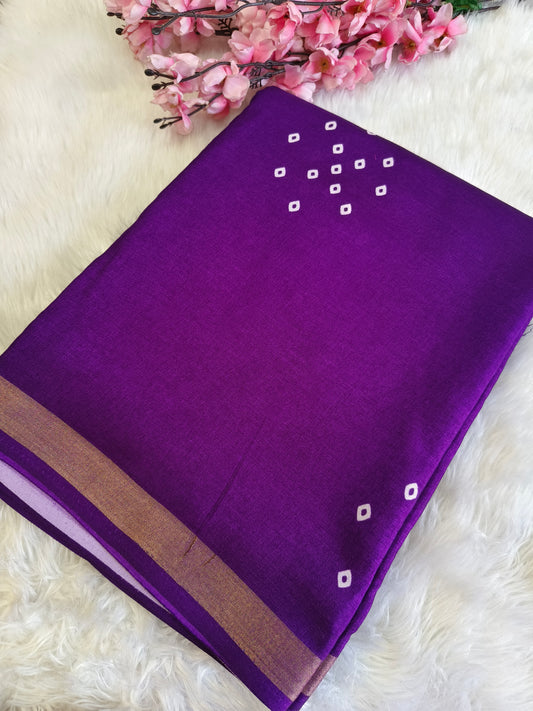 Purple Soft Lenin silk saree