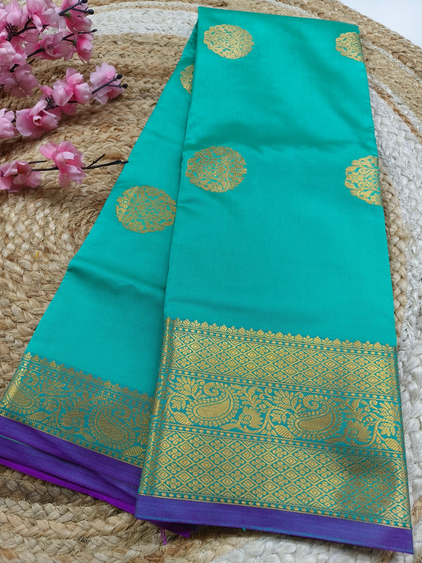 Green  Semi kanchi silk saree