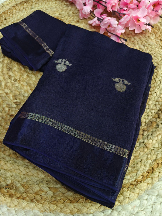 Neavy blue Viscose silk saree