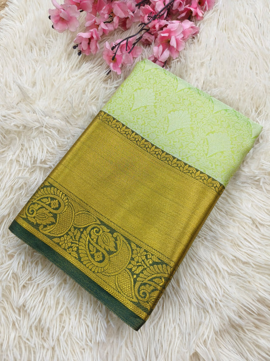 Green with Bottle green  soft silk saree