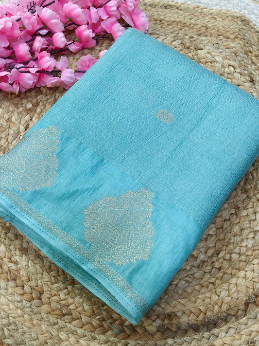 Mint Blue Semi silk saree
