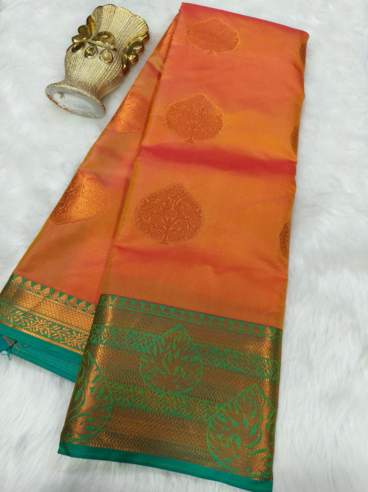 Orange Semi silk saree