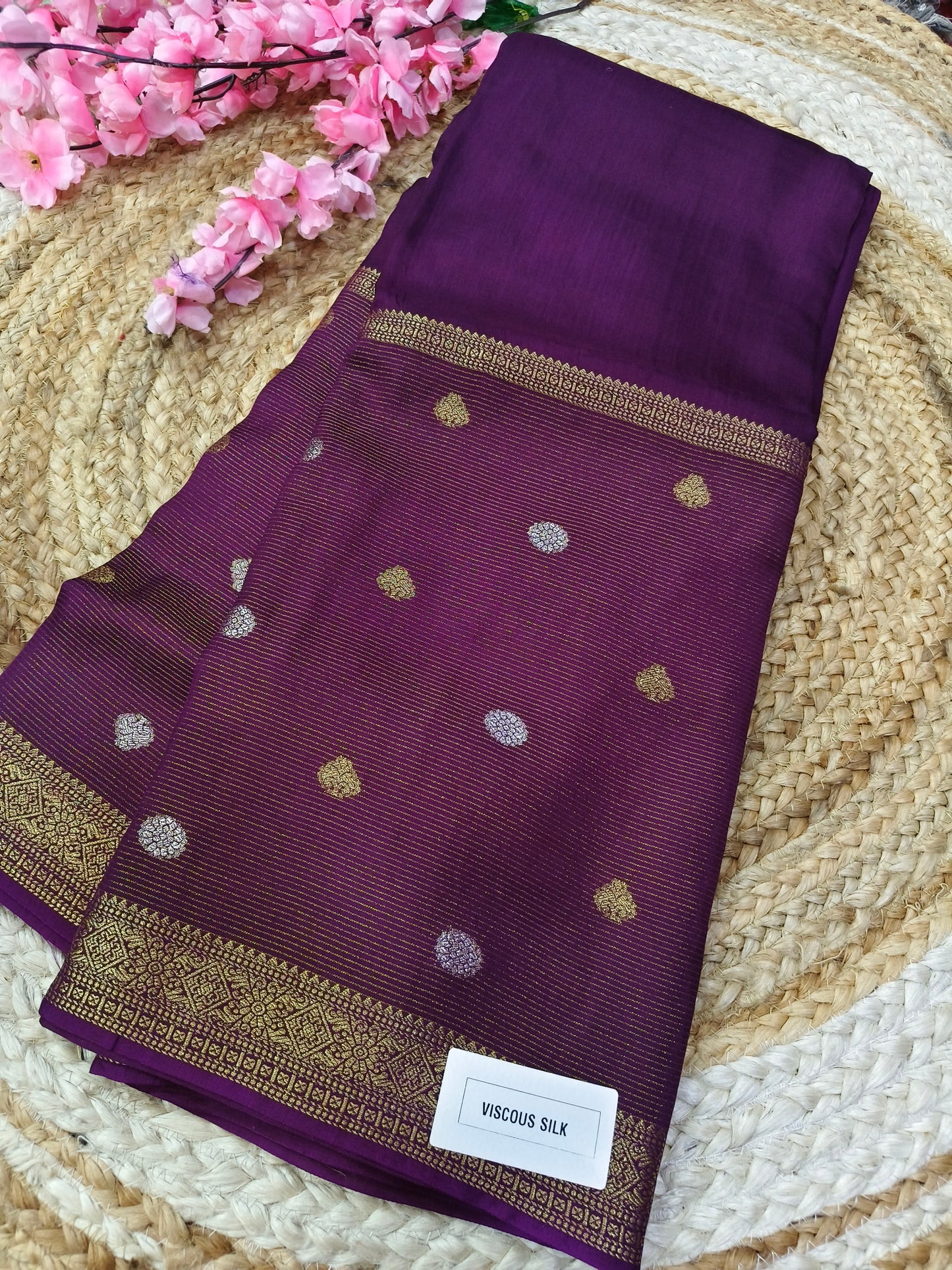 Violet Viscous silk saree