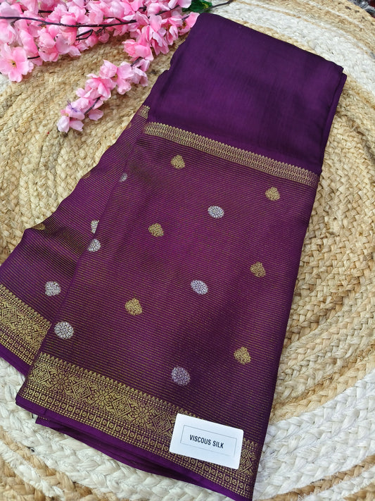Violet Viscous silk saree