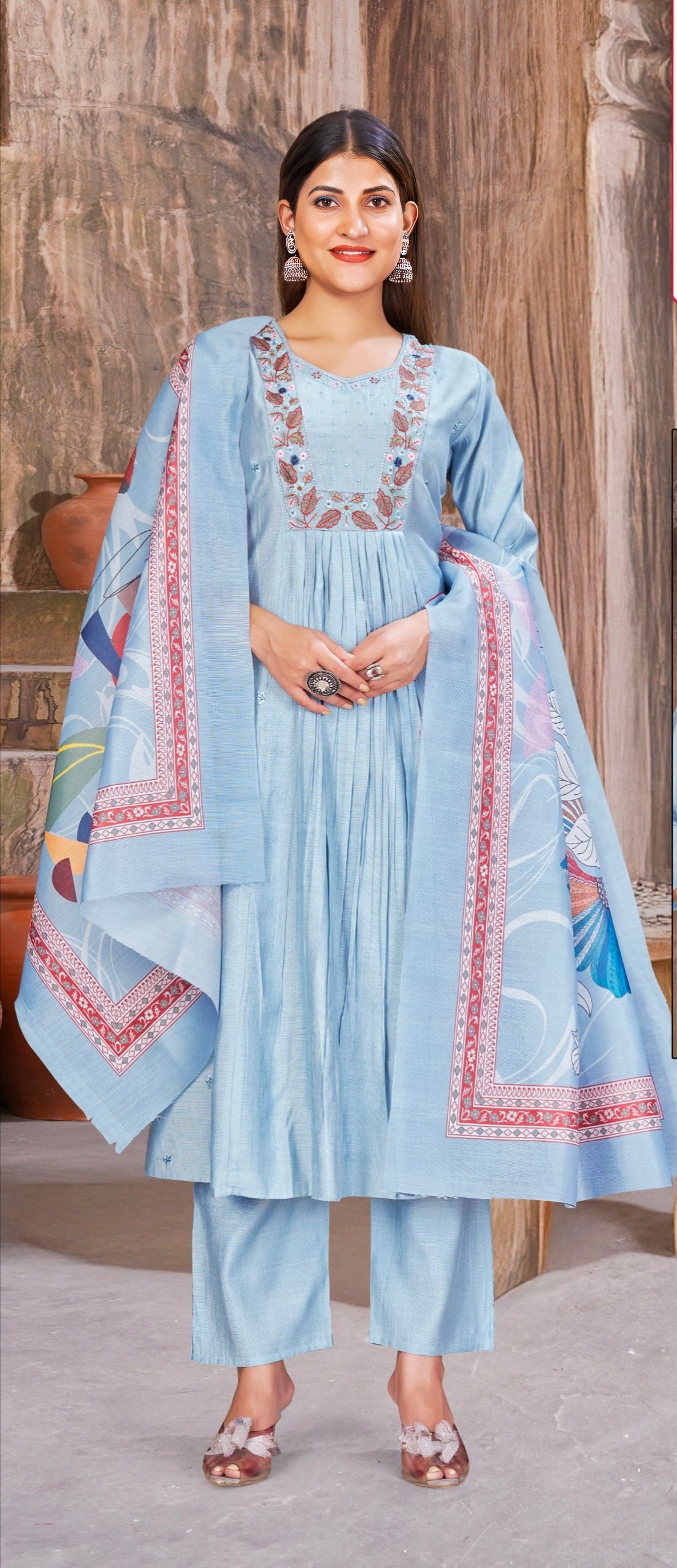 Light Blue Elegant Aline designer suits