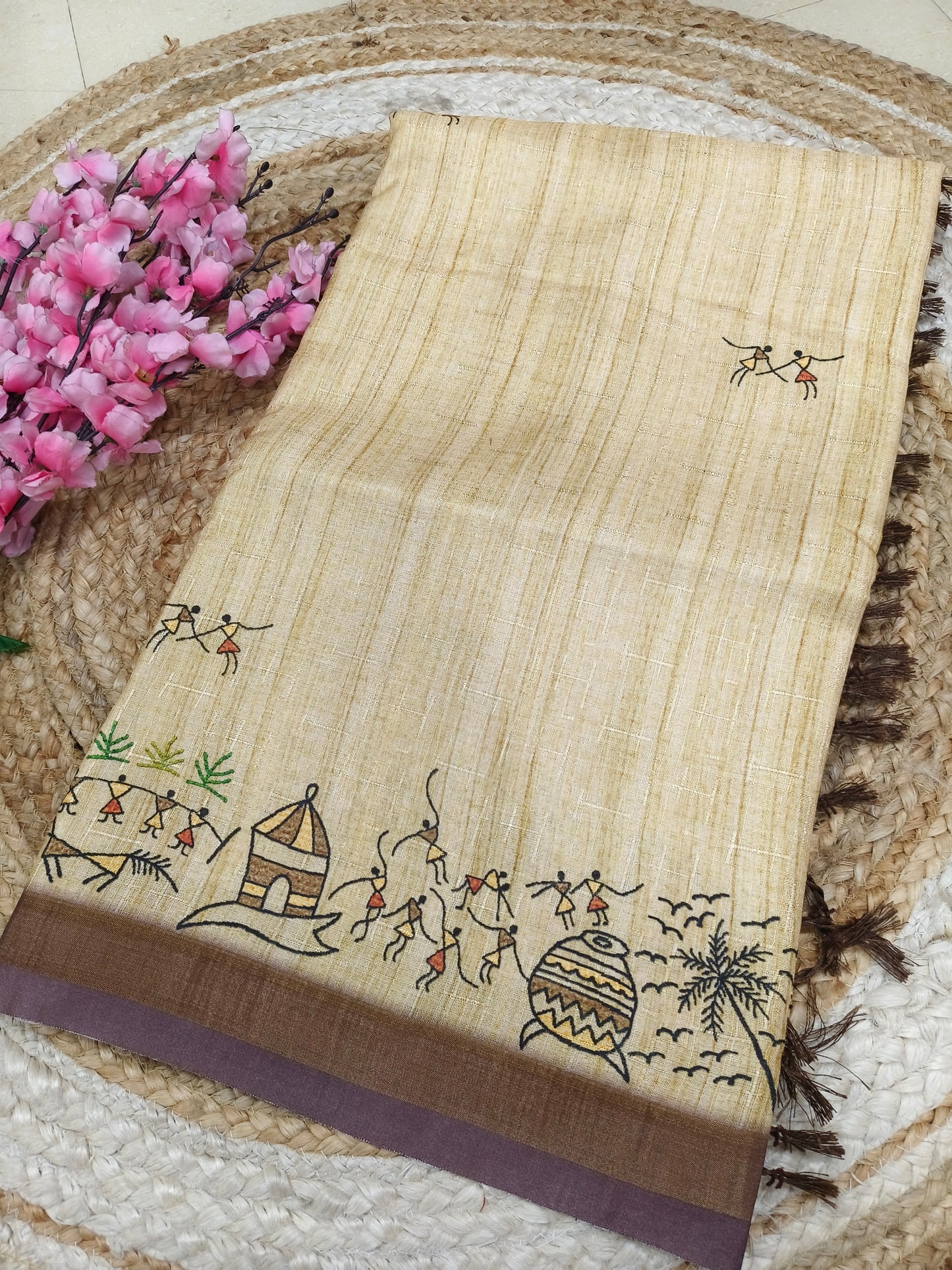 Beige warli saree