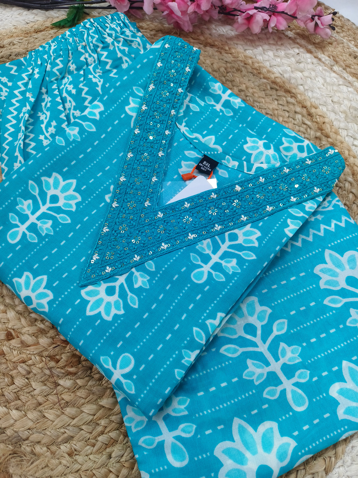 Blue Cotton sets with duppatta