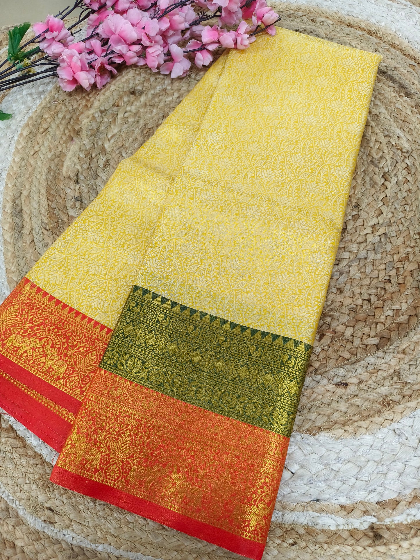 Golden Colour celebrities inspired semi silk saree