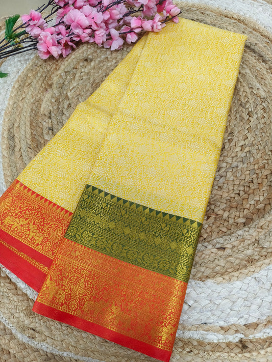 Golden Colour celebrities inspired semi silk saree