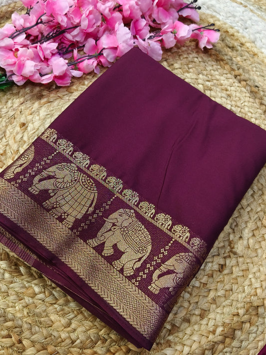 Winish brown semi Mysore crepe silk saree