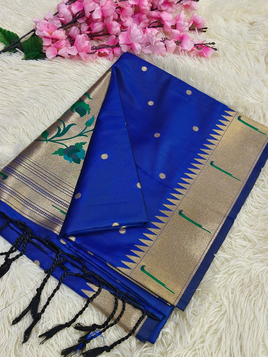 Ink Blue Paithani silk saree