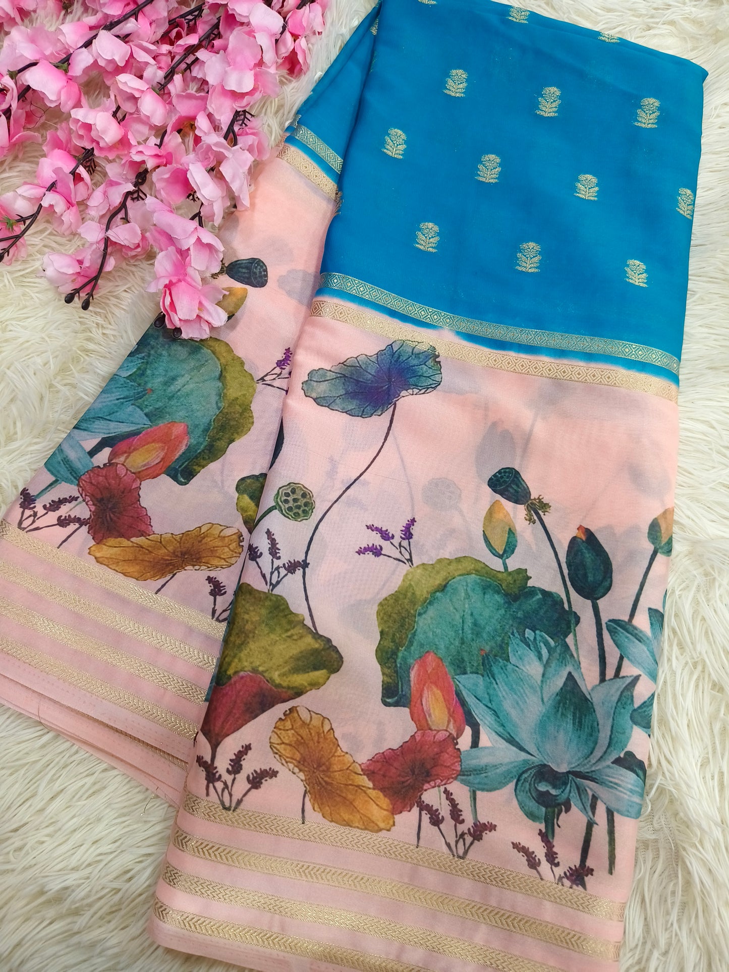 Black With Green semi silk saree