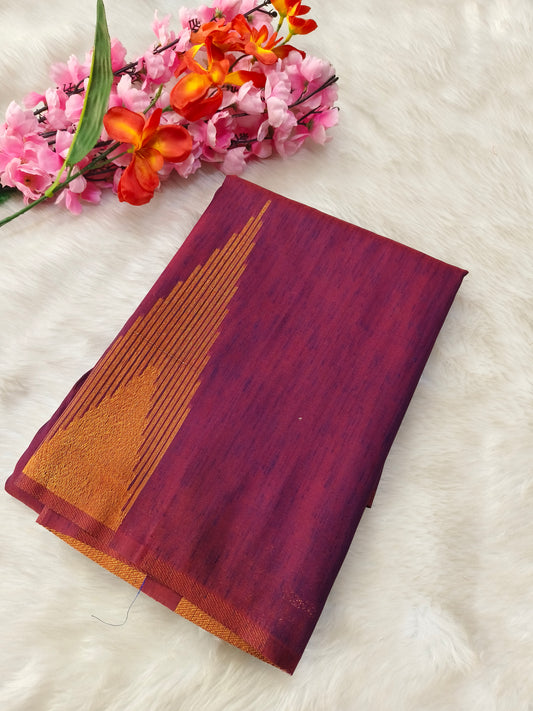 Wine semi viscose silk saree