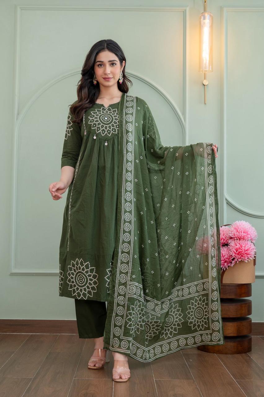 Green cotton umbrella suit
