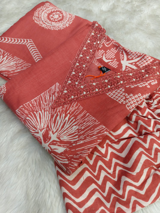 Orange Cotton sets with duppata