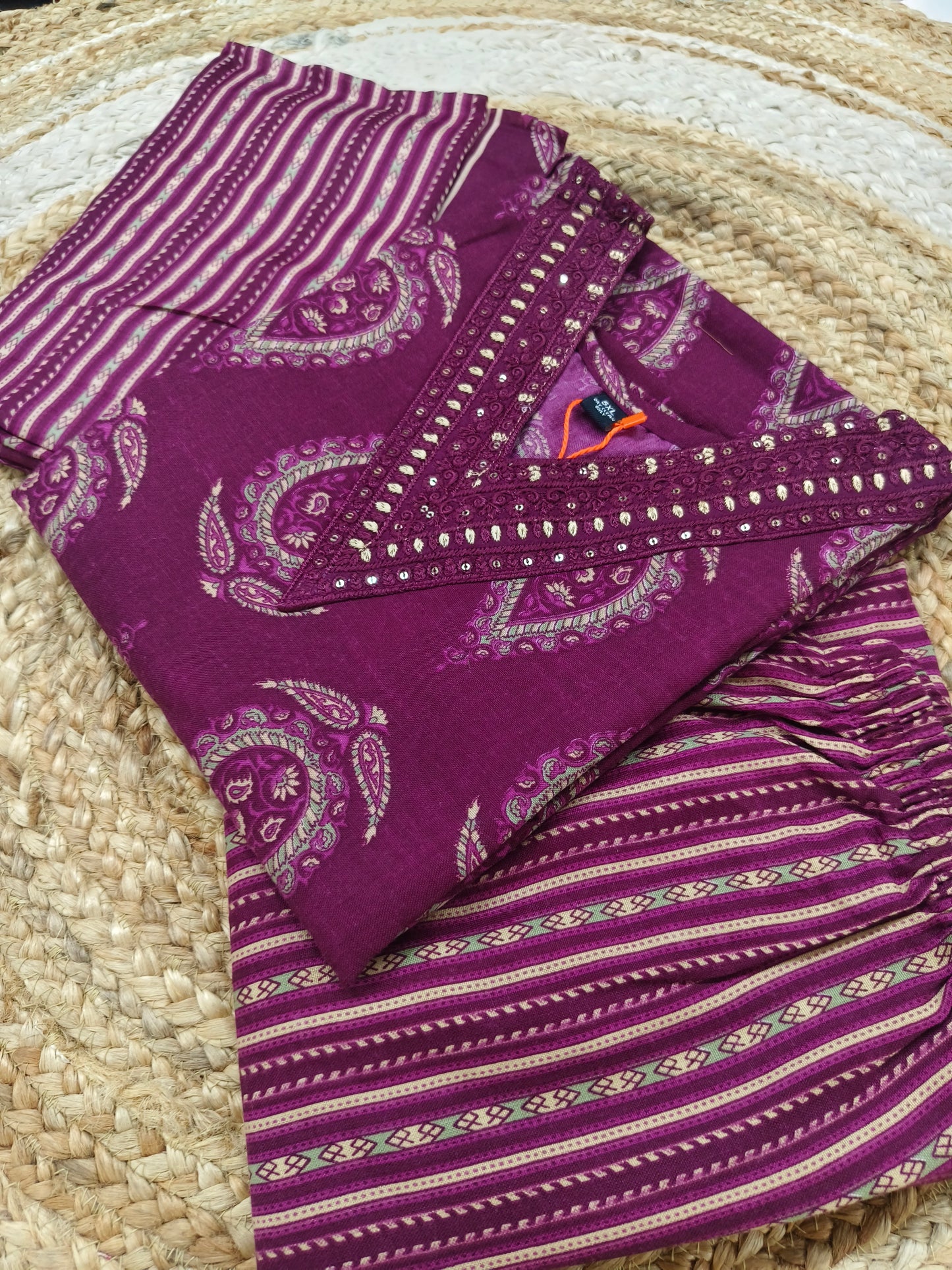 Wine Cotton sets with duppatta
