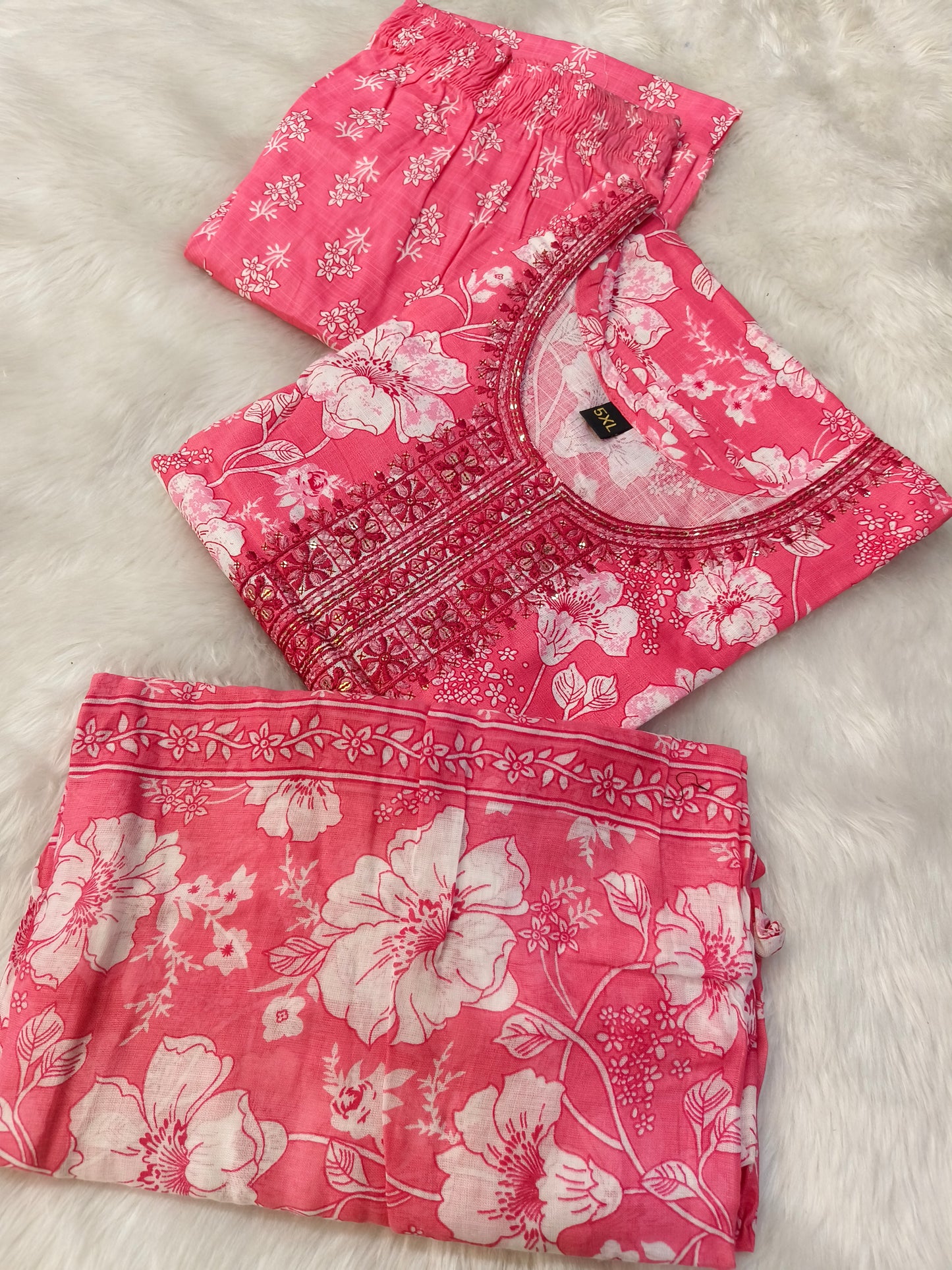 Pink Cotton sets with duppata