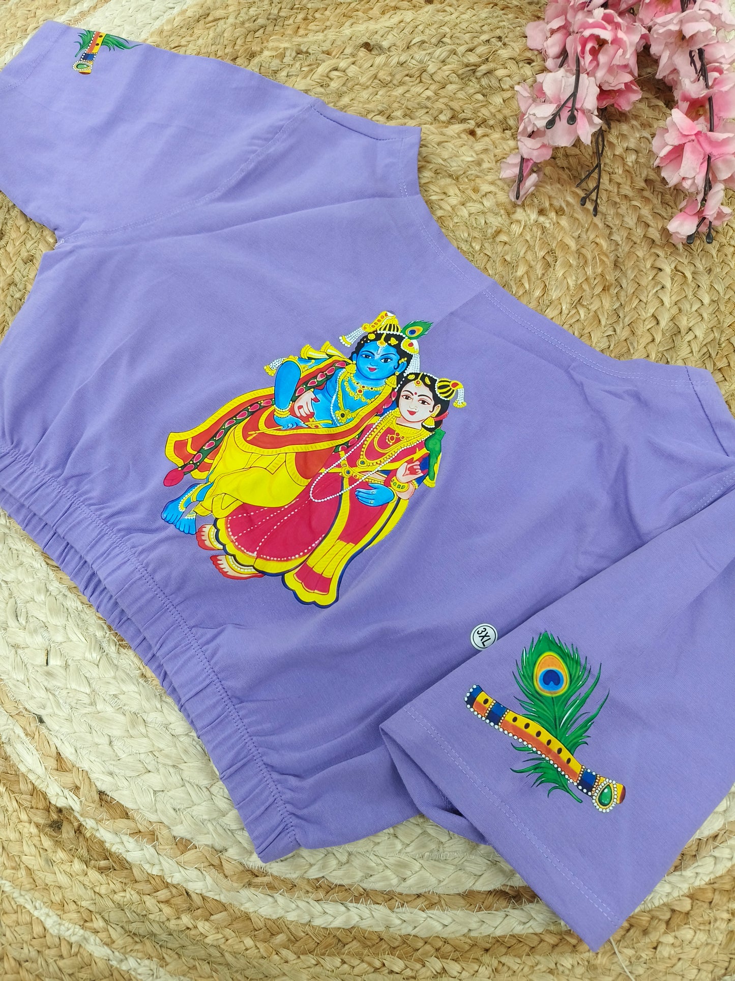 Lavender Stretchable blouse with unique printed design