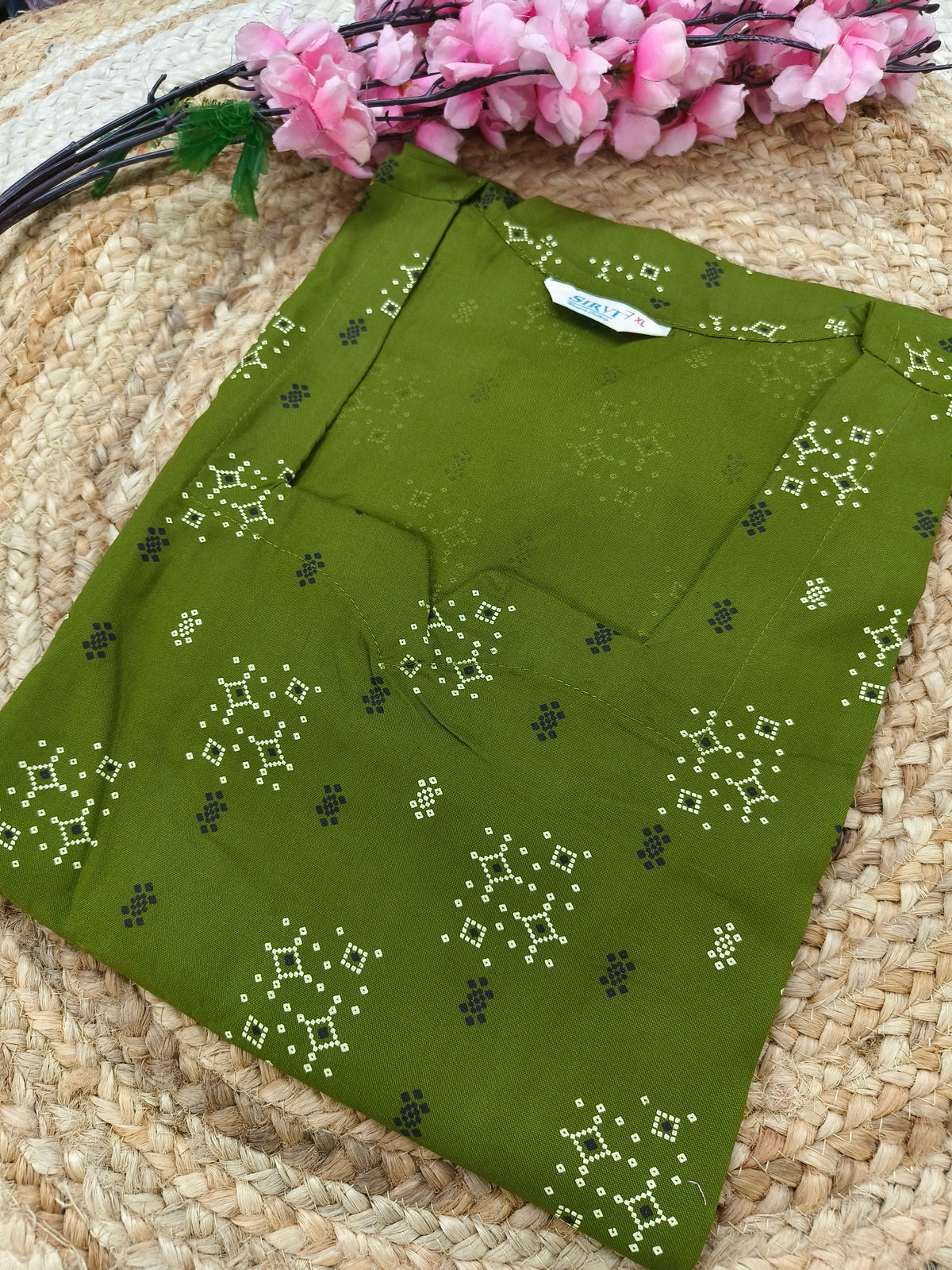 Green Rayon straight kurta