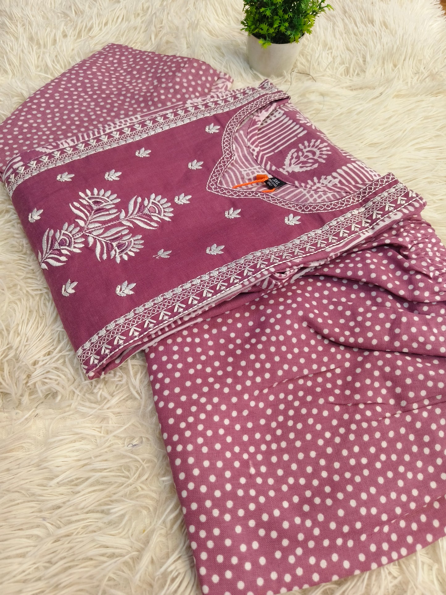 Wine cotton sets with duppata