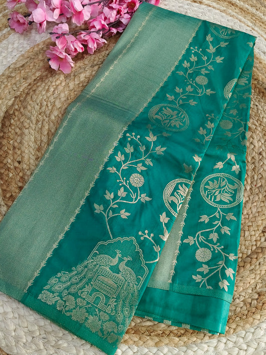 Rama Blue Viscose silk saree