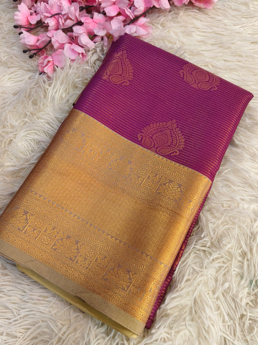 Wine semi Brocade silk saree