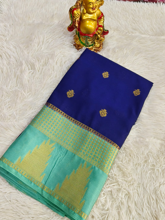 Blue With Blue semi Mysore crepe silk saree