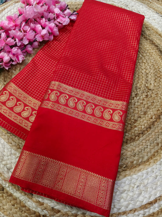 Red semi silk saree