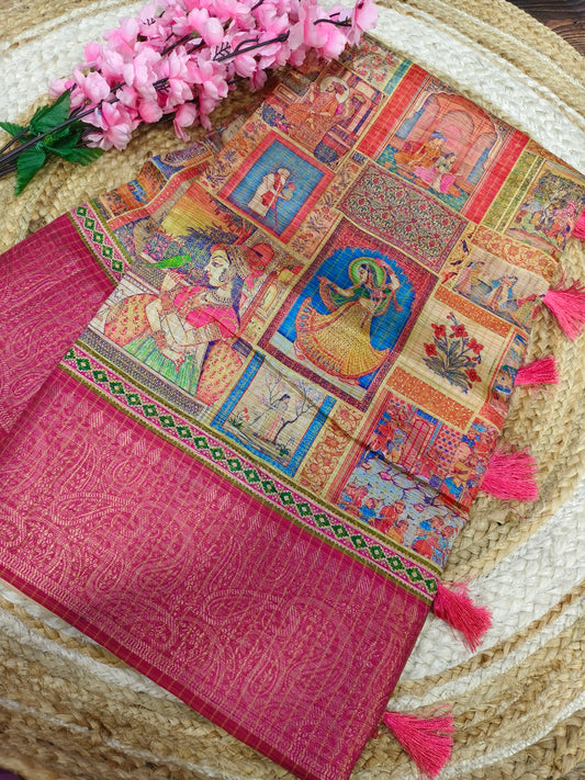 Pink heritage silk saree