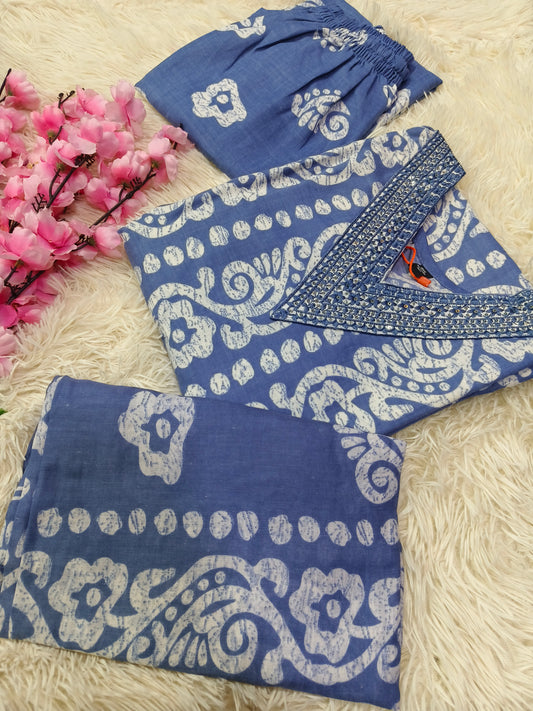 Light Levender Cotton sets with duppata