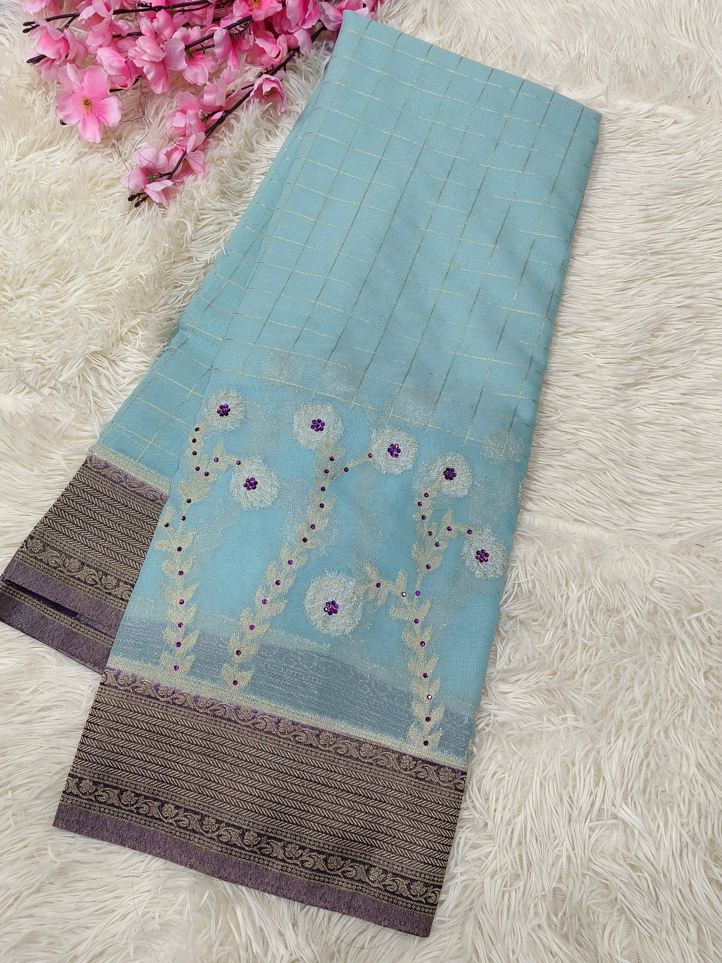 Boutique style designer Georgette silk saree