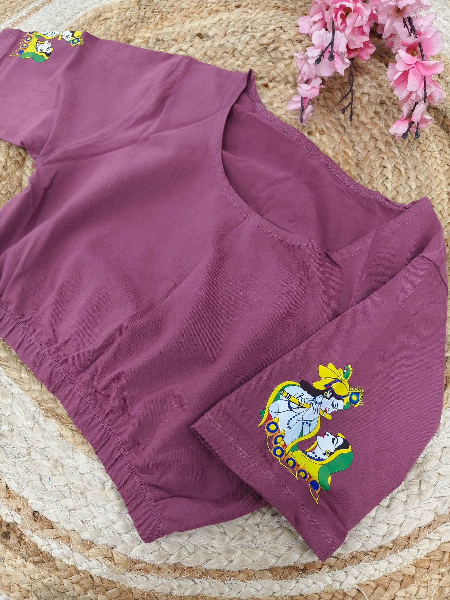 Mauve Stretchable blouse with unique printed design