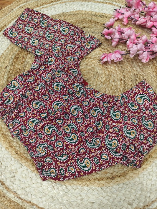 Kalamkari Cotton Stretchable Blouse