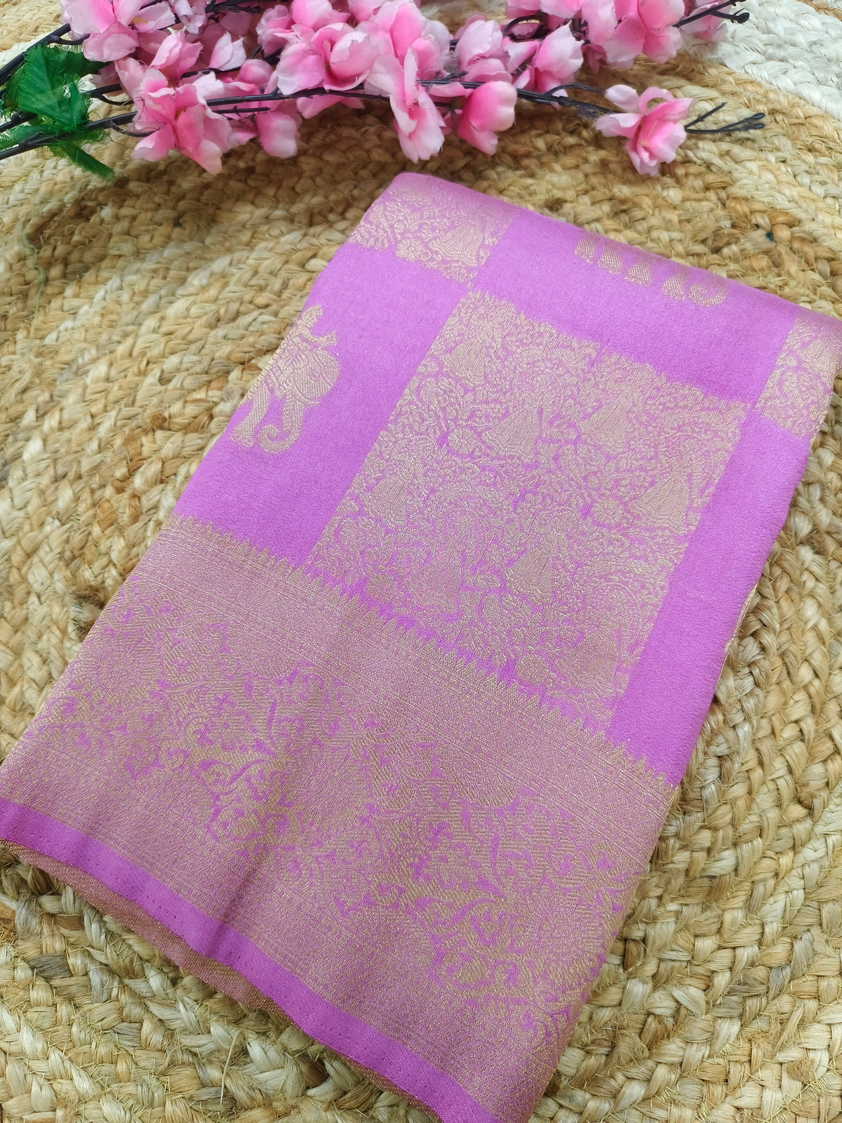 Baby Pink Georgette silk saree