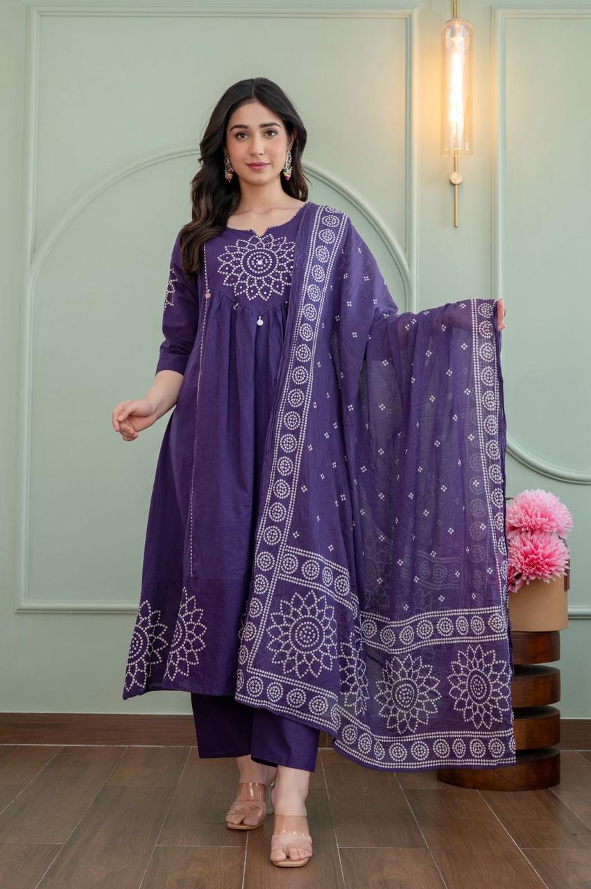 Purple cotton umbrella suit