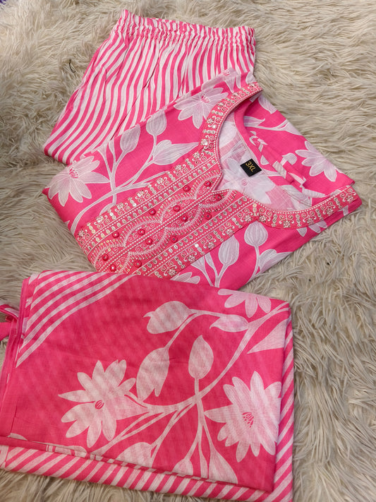 Pink Eelgent Pure cotton side cut set