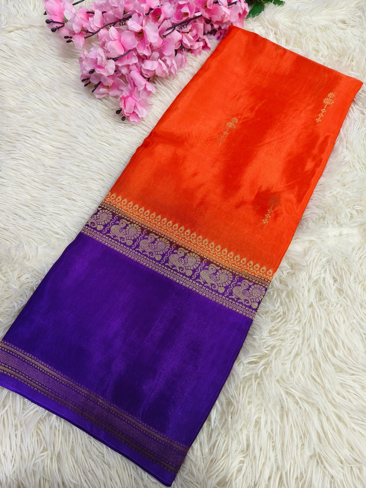 Red with Pink Munga silk saree