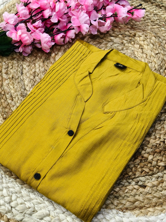 Mustard Yellow Plain Kurti