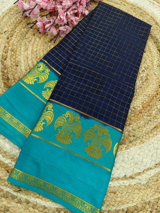 Navy blue with blue crape silk saree