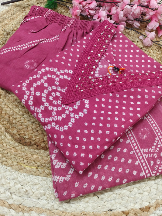 Pink  Cotton sets with duppatta