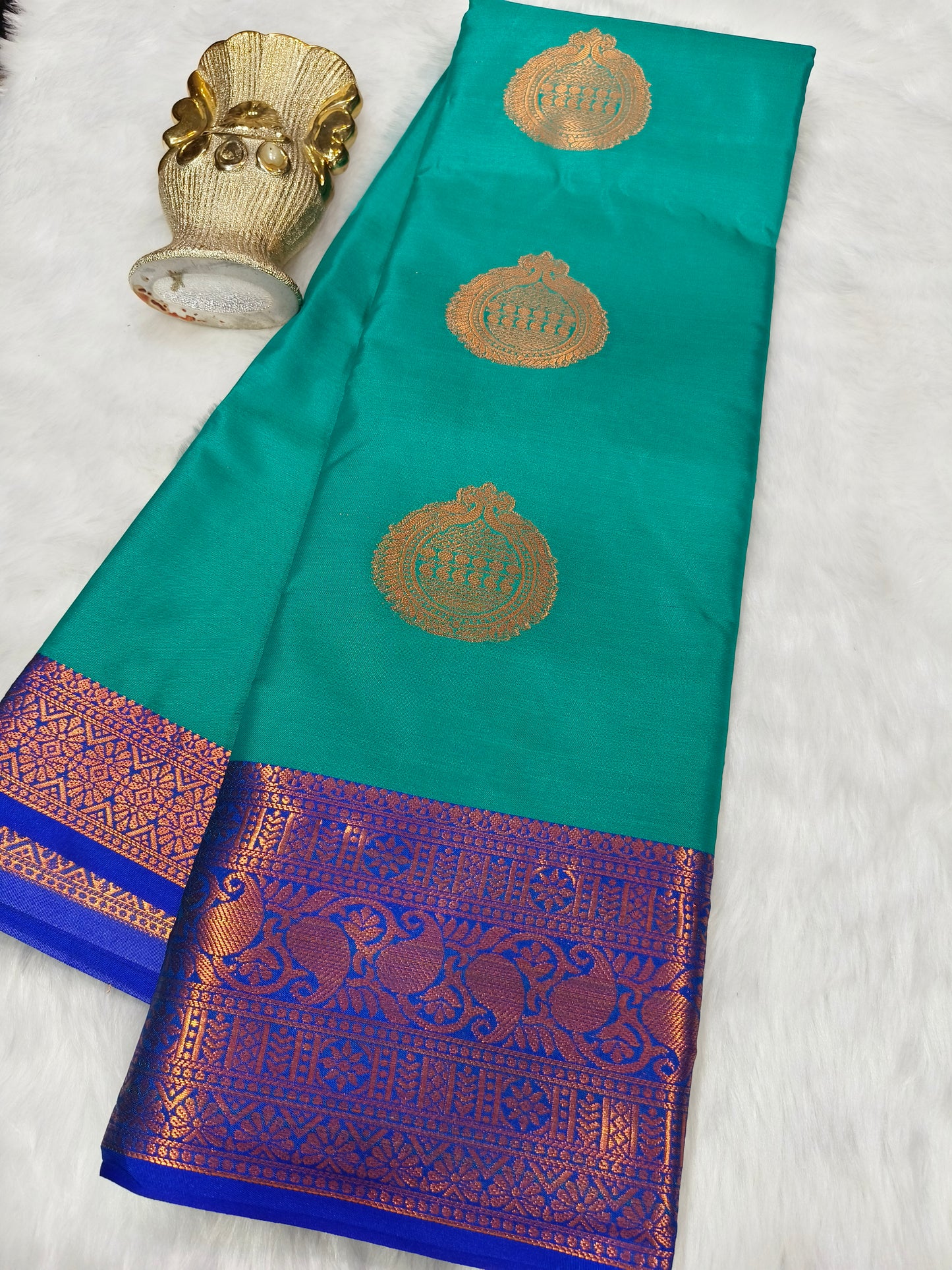 Rama Green Semi silk saree